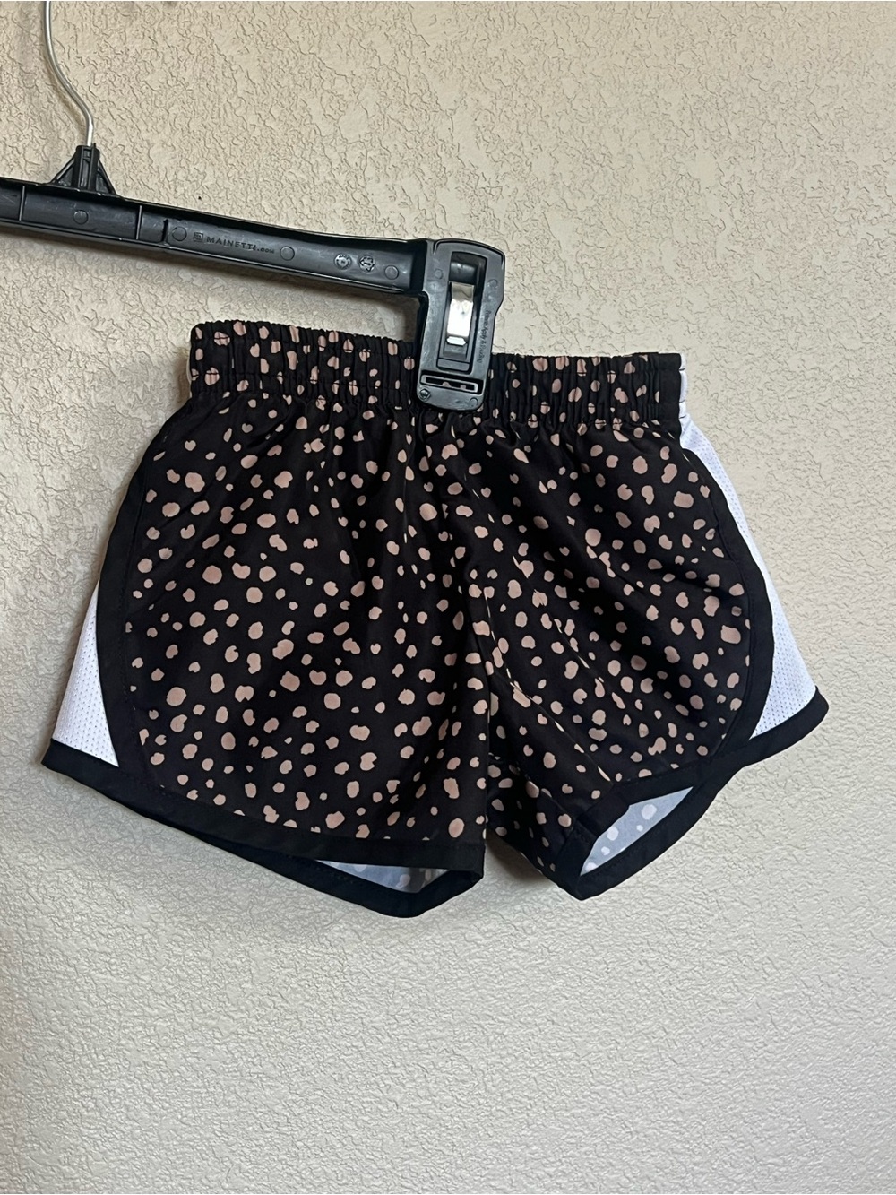 Baby Girls Nike Black Shorts with Beige Dot Print and White Mesh Accents